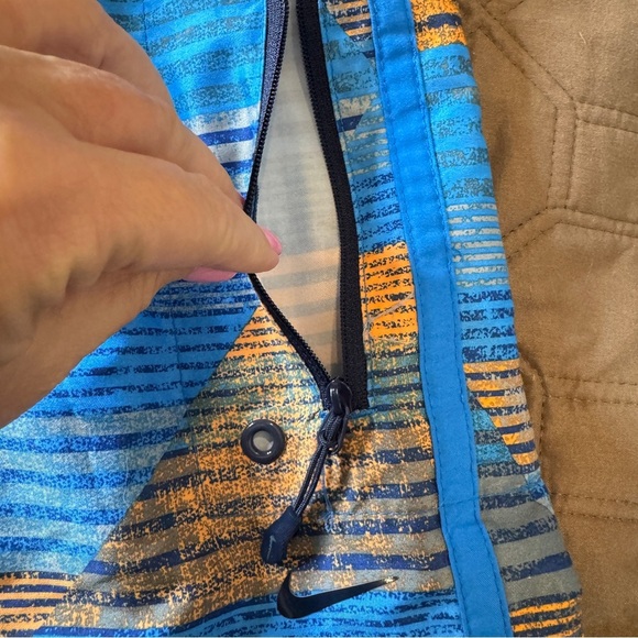 Nike Blue & Orange Men's sz Small Swim Trunks Board Shorts Zip Pocket Drawstring - Picture 15 of 15